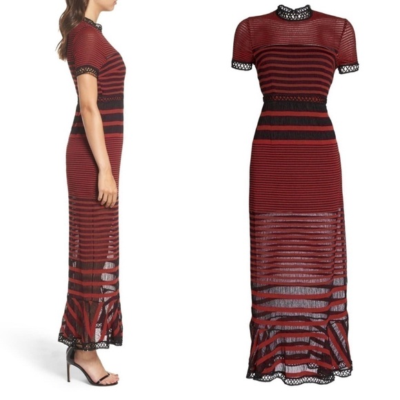 Foxiedox Cassius Mock Neck Striped Maxi Dress M - Picture 2 of 16